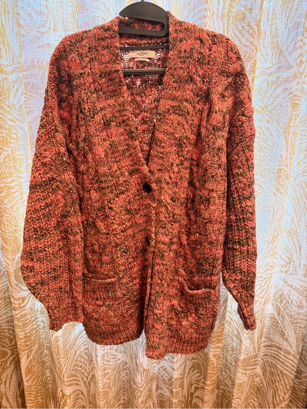 Isabel Etoile MarantCozy Knit Cardigan Sweater in Rust Mix